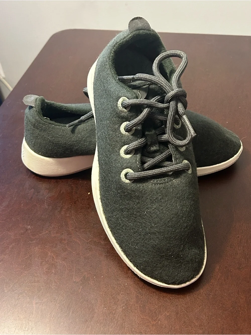 allbirds Women’s Dark Green Wool Sneakers with White Soles